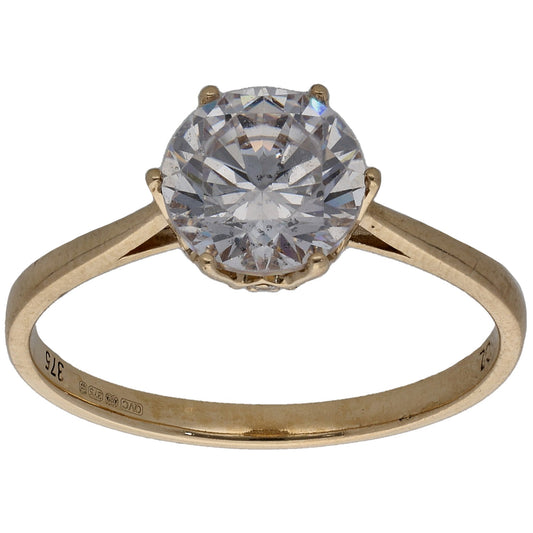 9ct Gold Cubic Zirconia Single Stone Ring Size R