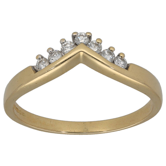 18ct Gold 0.21ct Diamond Wishbone Ring Size S