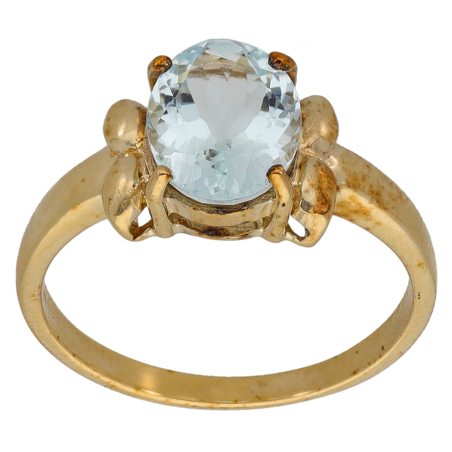 9ct Gold Aquamarine Single Stone Ring Size N
