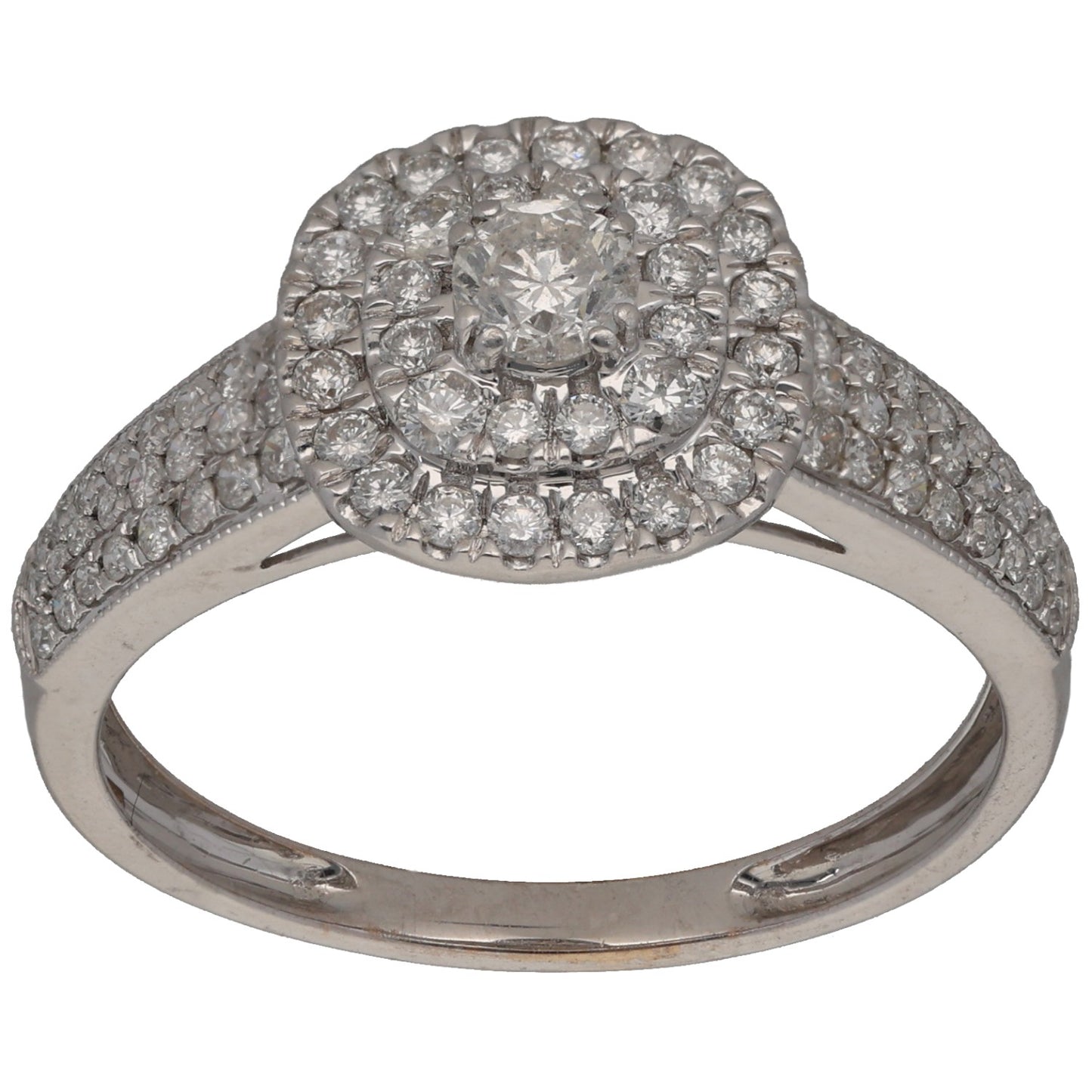 18ct White Gold 0.84ct Diamond Cluster Ring Size R