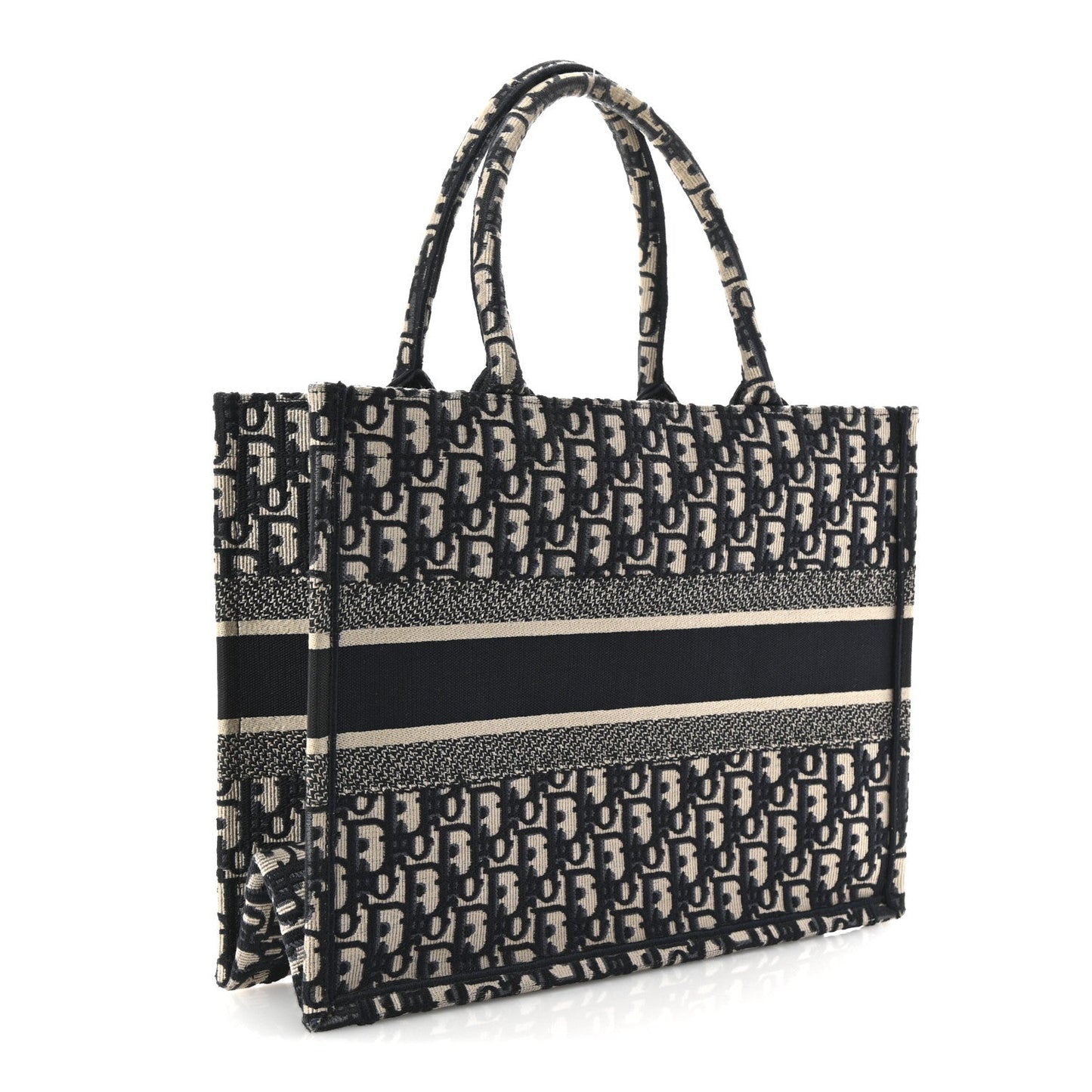 Christian Dior Oblique Medium Book Canvas Tote Bag - Navy