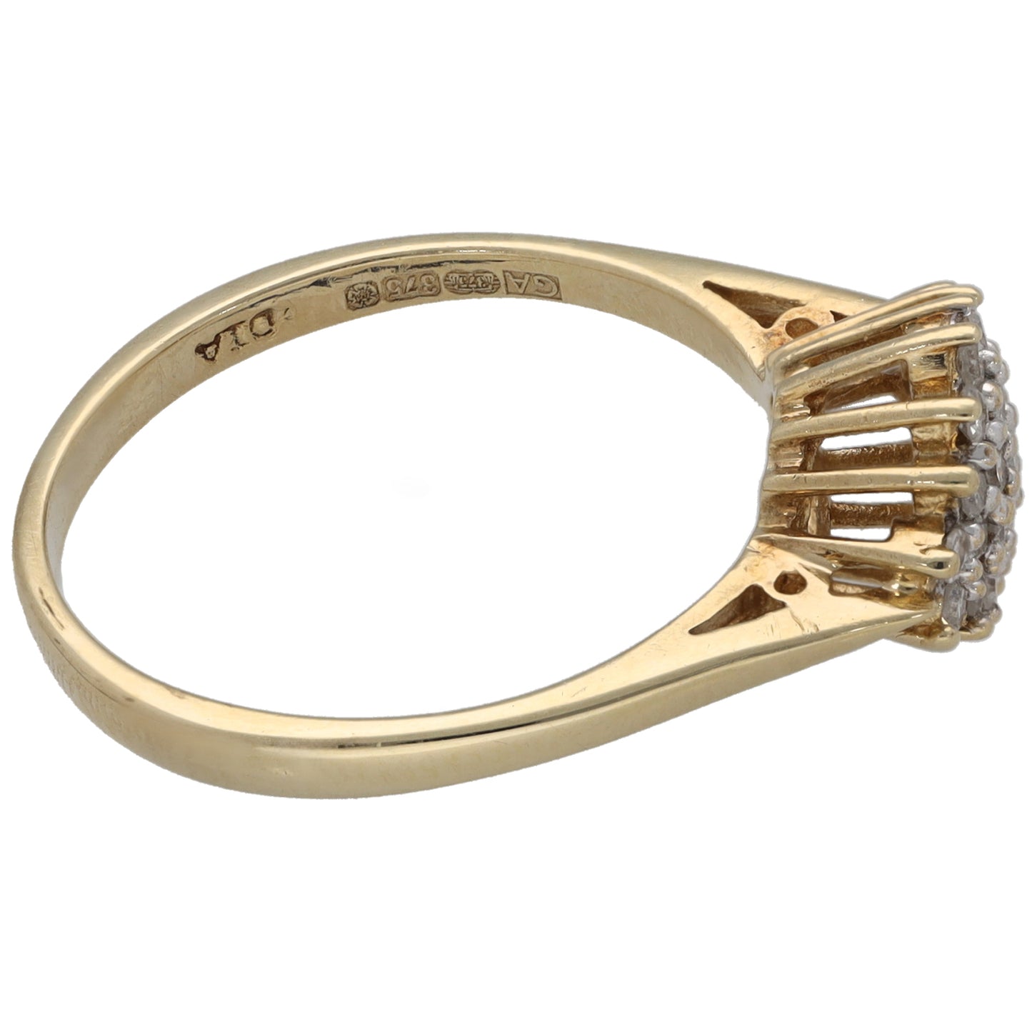 9ct Gold 0.25ct Diamond Cluster Ring Size M