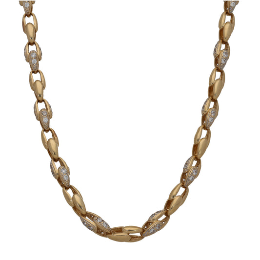 9ct Gold Cubic Zirconia Tulip Chain 14"