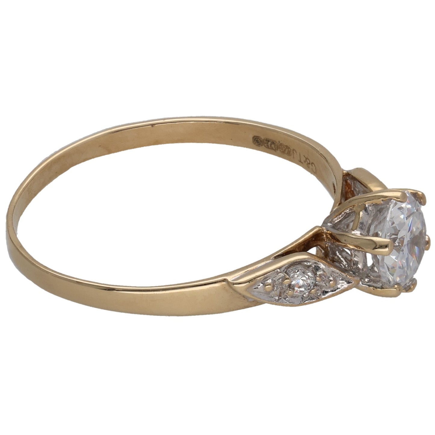 9ct Gold Cubic Zirconia Three Stone Ring Size T