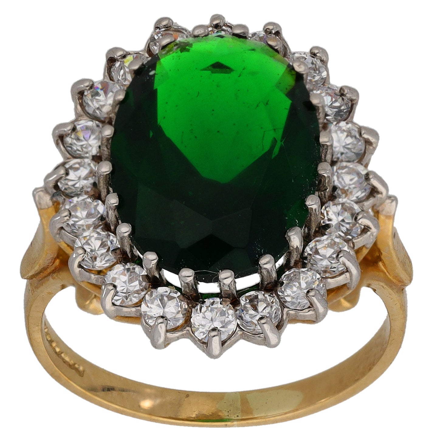9ct Gold Imitation Gems Dress/Cocktail Ring Size N
