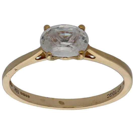 9ct Gold Zircon Single Stone Ring Size N