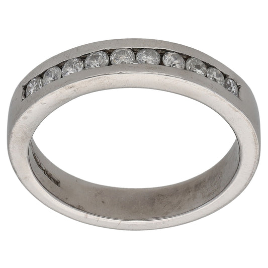 18ct White Gold 0.20ct Diamond Half Eternity Ring Size J