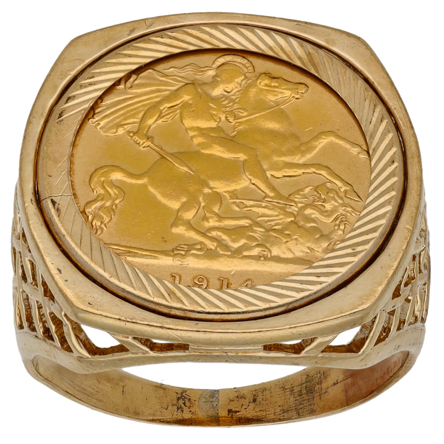 9ct Gold Half Sovereign Coin Ring Size U