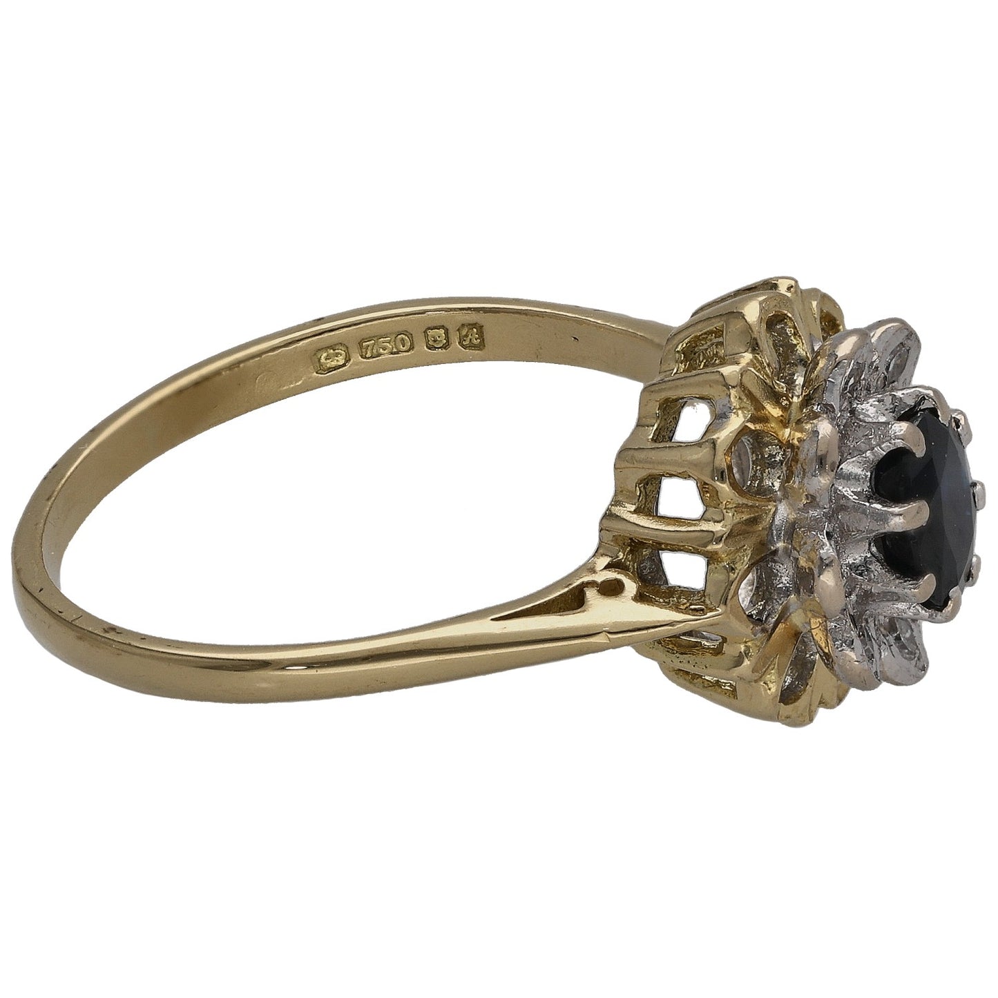 18ct Gold 0.08ct Diamond & Sapphire Dress/Cocktail Ring Size Q