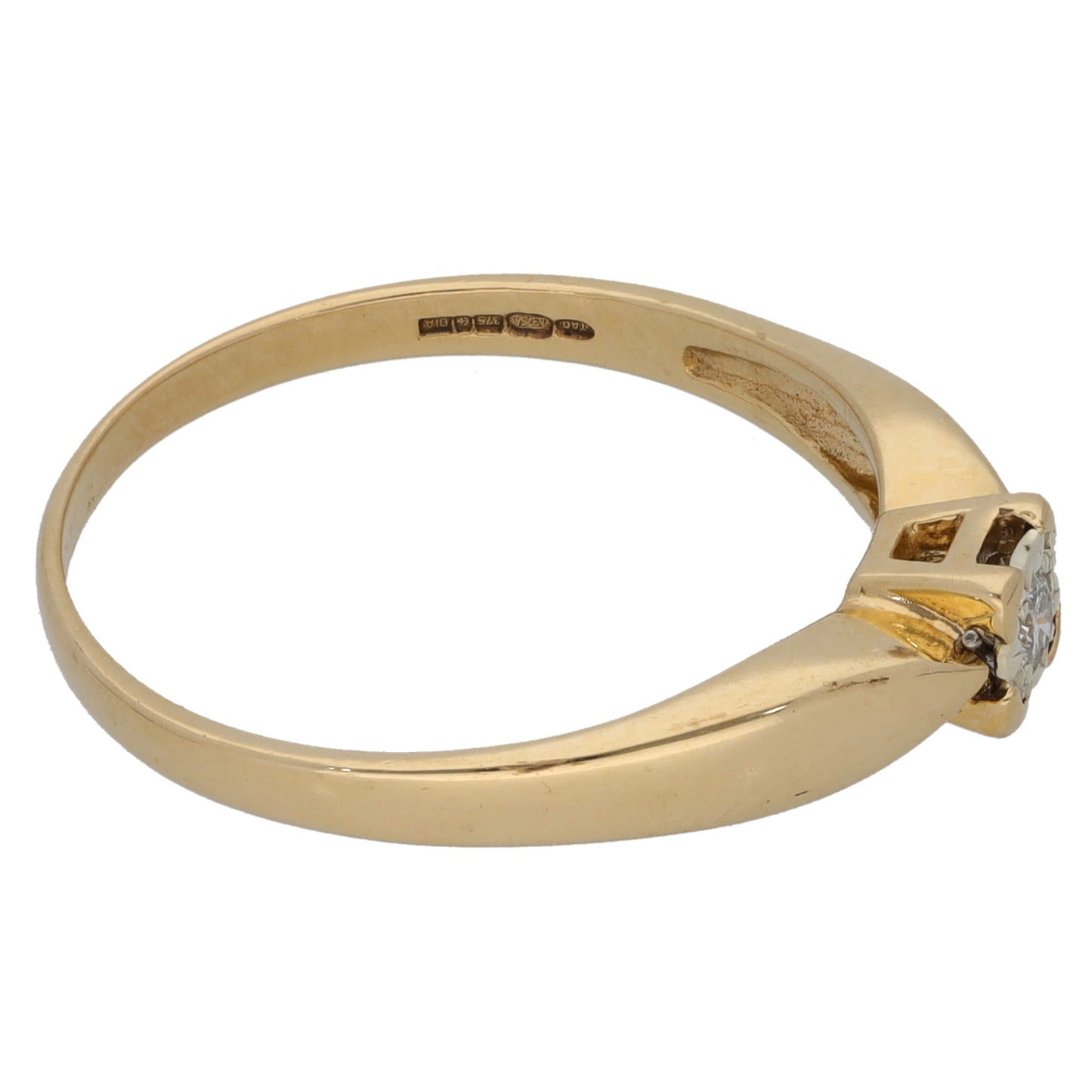 9ct Gold 0.05ct Diamond Solitaire Ring Size R