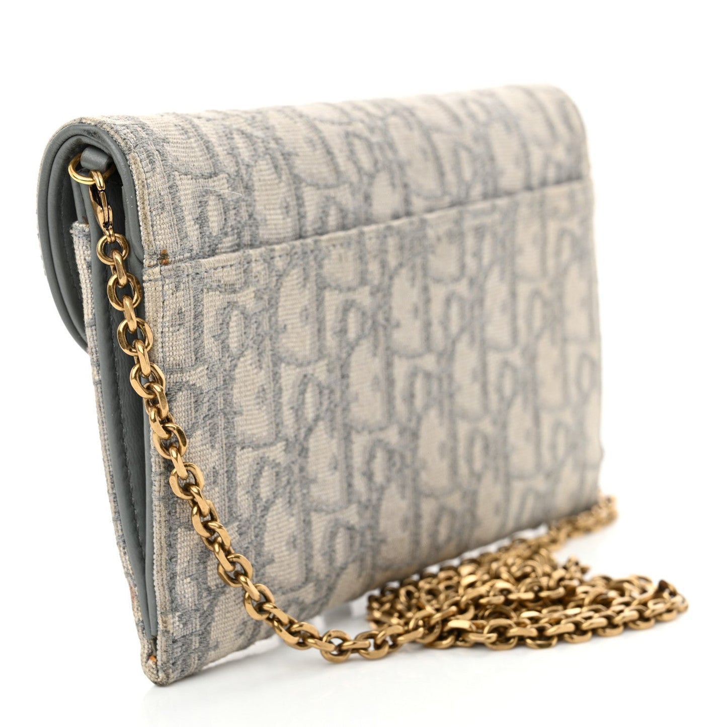 Christian Dior Small Saddle Pouch with Chain Oblique Canvas Bag - Grey
