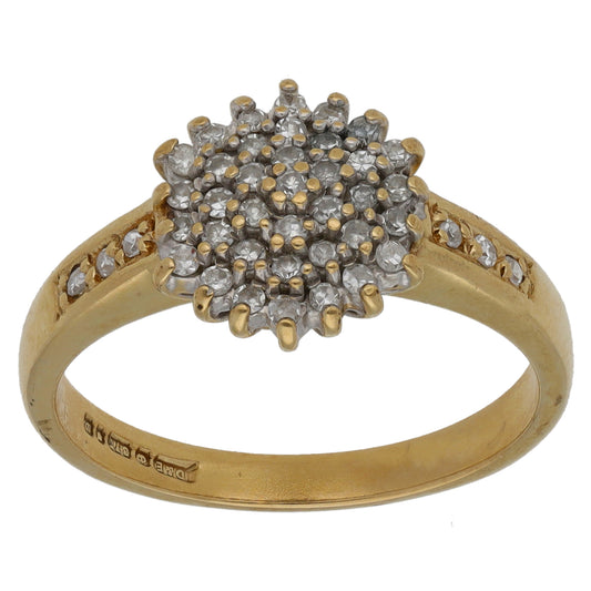 9ct Gold 0.04ct Diamond Cluster Ring Size P