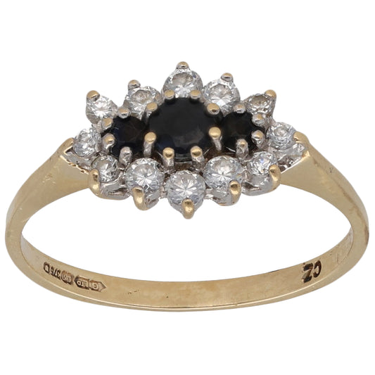 9ct Gold Sapphire & Cubic Zirconia Dress/Cocktail Ring Size P