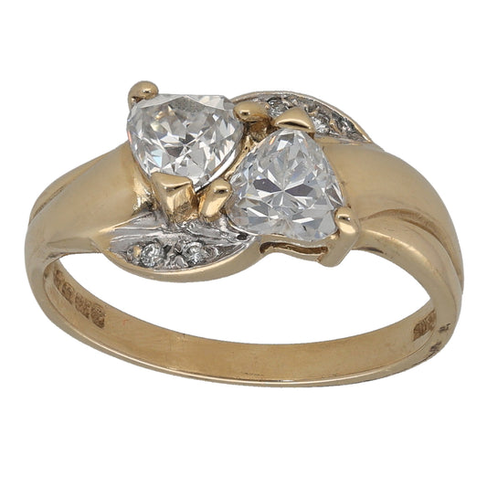 14ct Gold Cubic Zirconia Dress/Cocktail Ring Size L