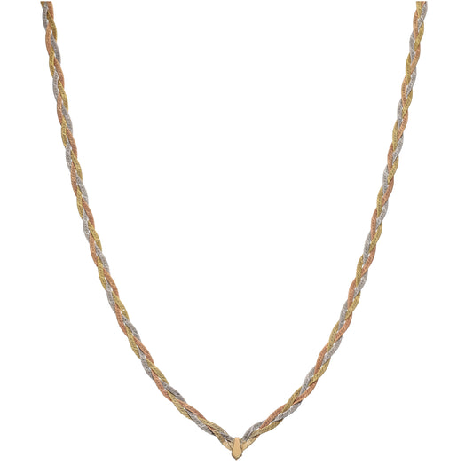 9ct Tricolour Gold Herringbone Chain 18"