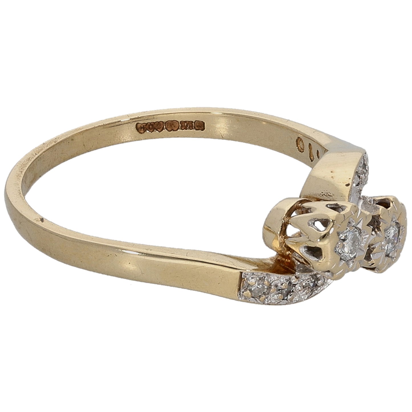 9ct Gold 0.09ct Diamond Dress/Cocktail Ring Size P