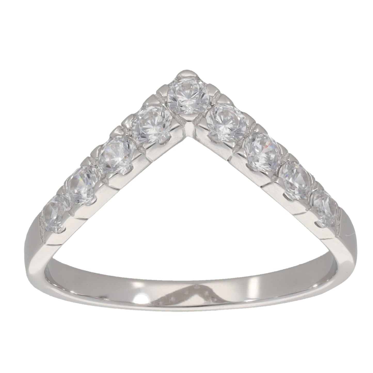 Sterling Silver Wishbone Cubic Zirconia Ring