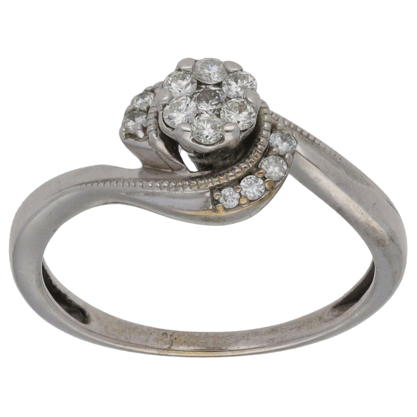 9ct White Gold 0.15ct Diamond Dress/Cocktail Ring Size M