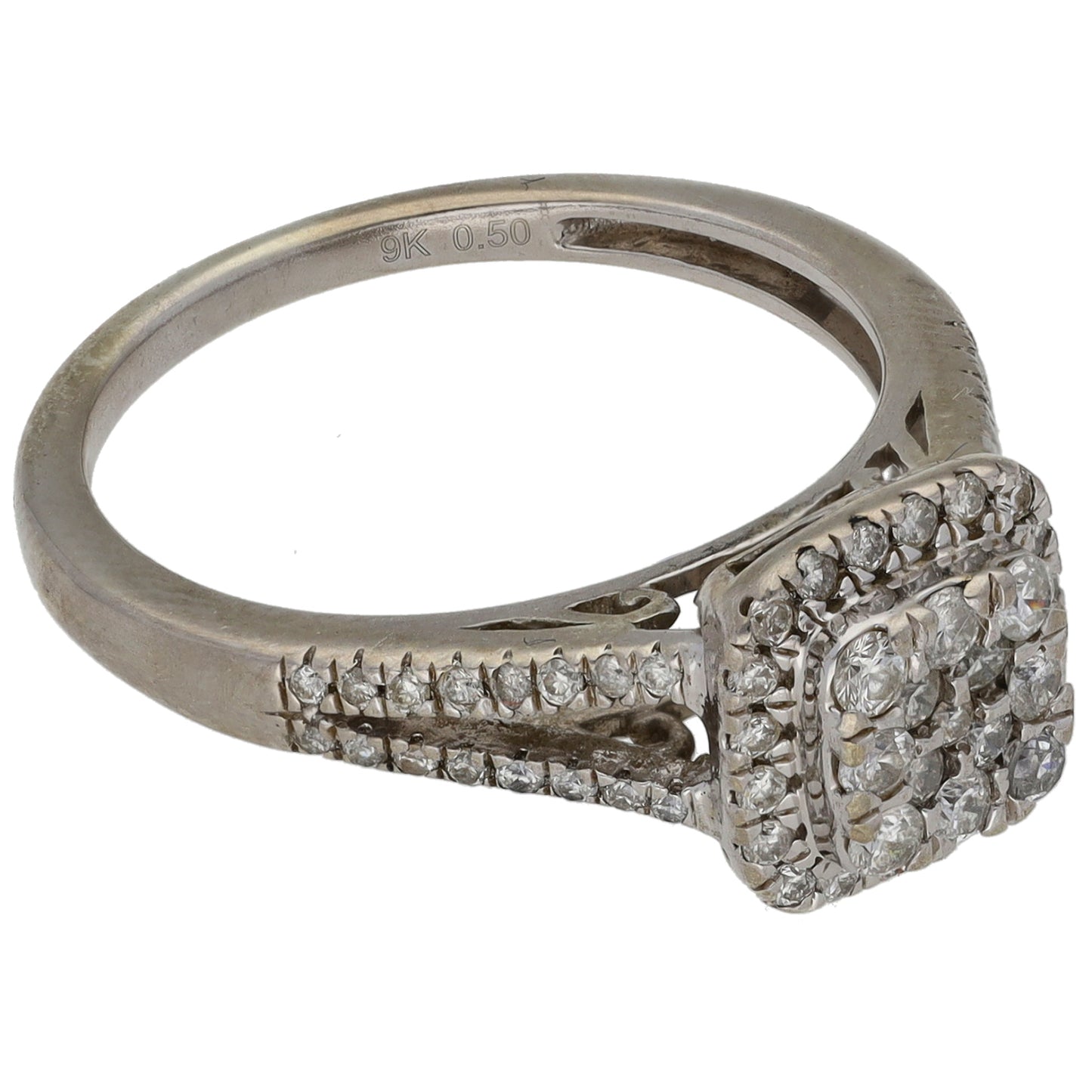 9ct White Gold 0.50ct Diamond Cluster Ring Size M