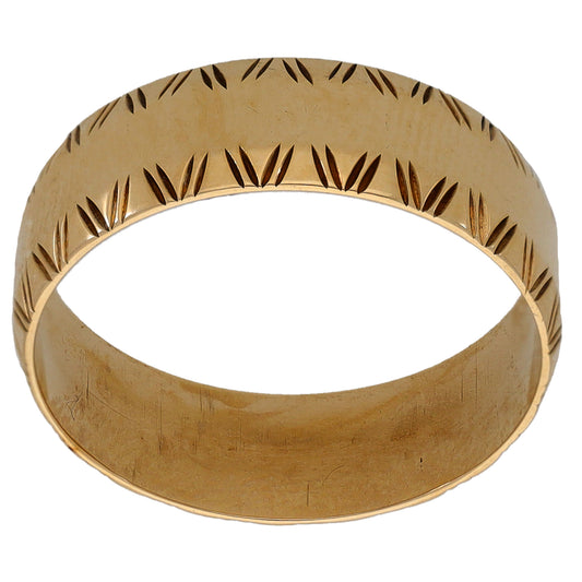 9ct Gold Patterned Wedding Ring Size N