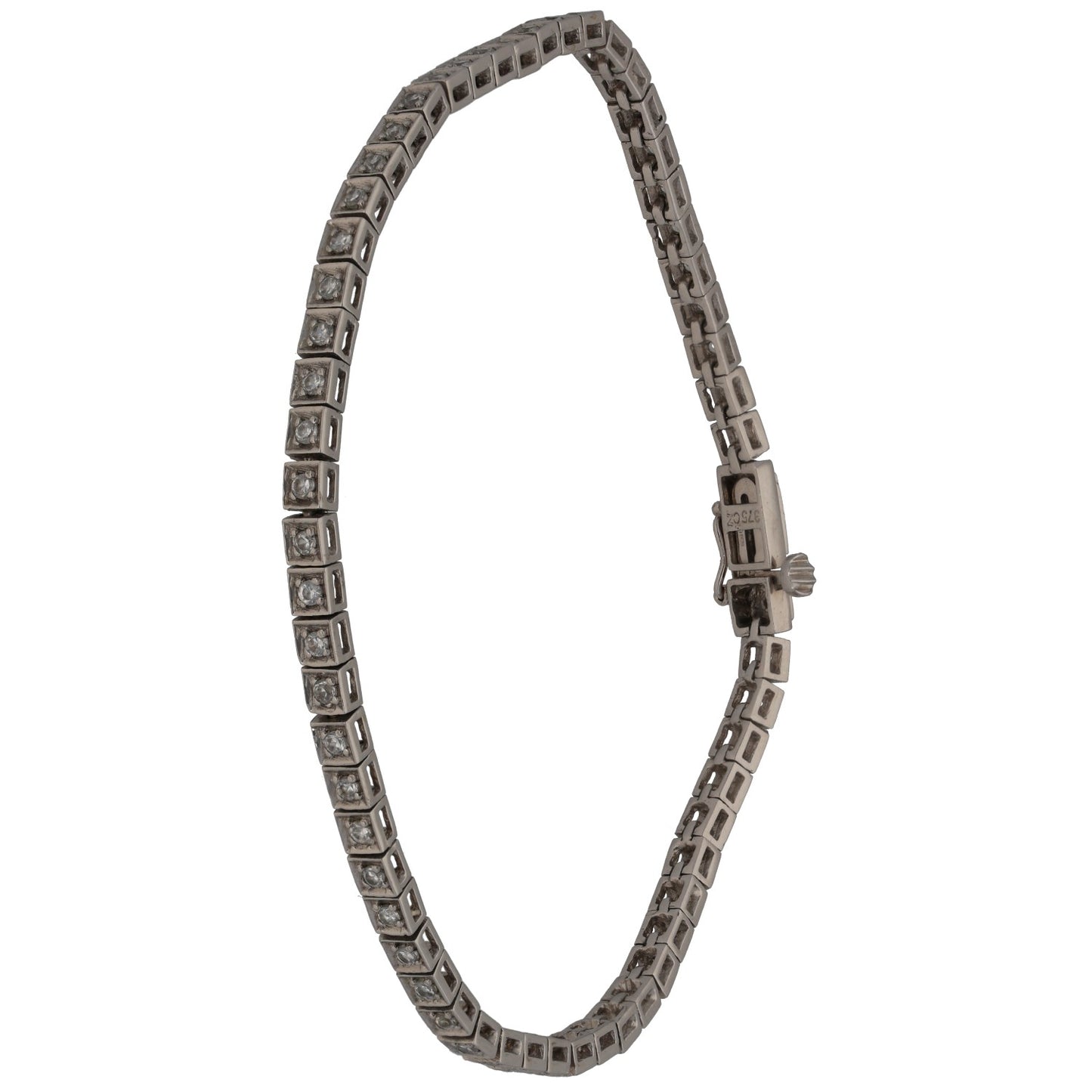 9ct White Gold Cubic Zirconia Line/Tennis Bracelet