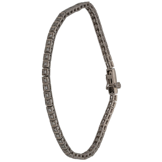 9ct White Gold Cubic Zirconia Line/Tennis Bracelet