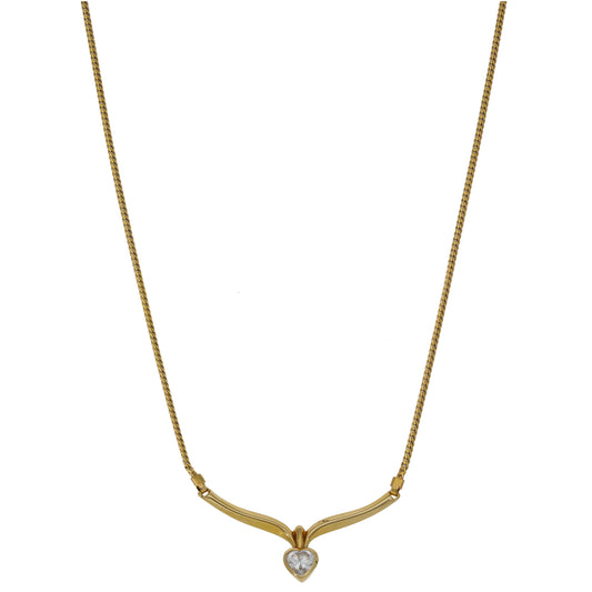 9ct Gold Cubic Zirconia Fancy Necklace 16"