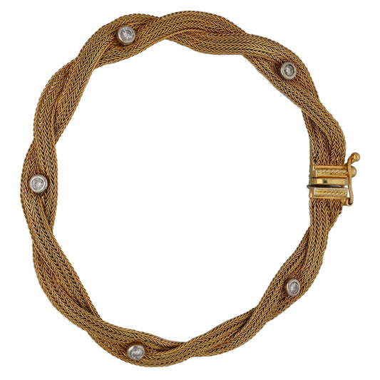 18ct Gold 0.15ct Diamond Fancy Stone Set Bracelet