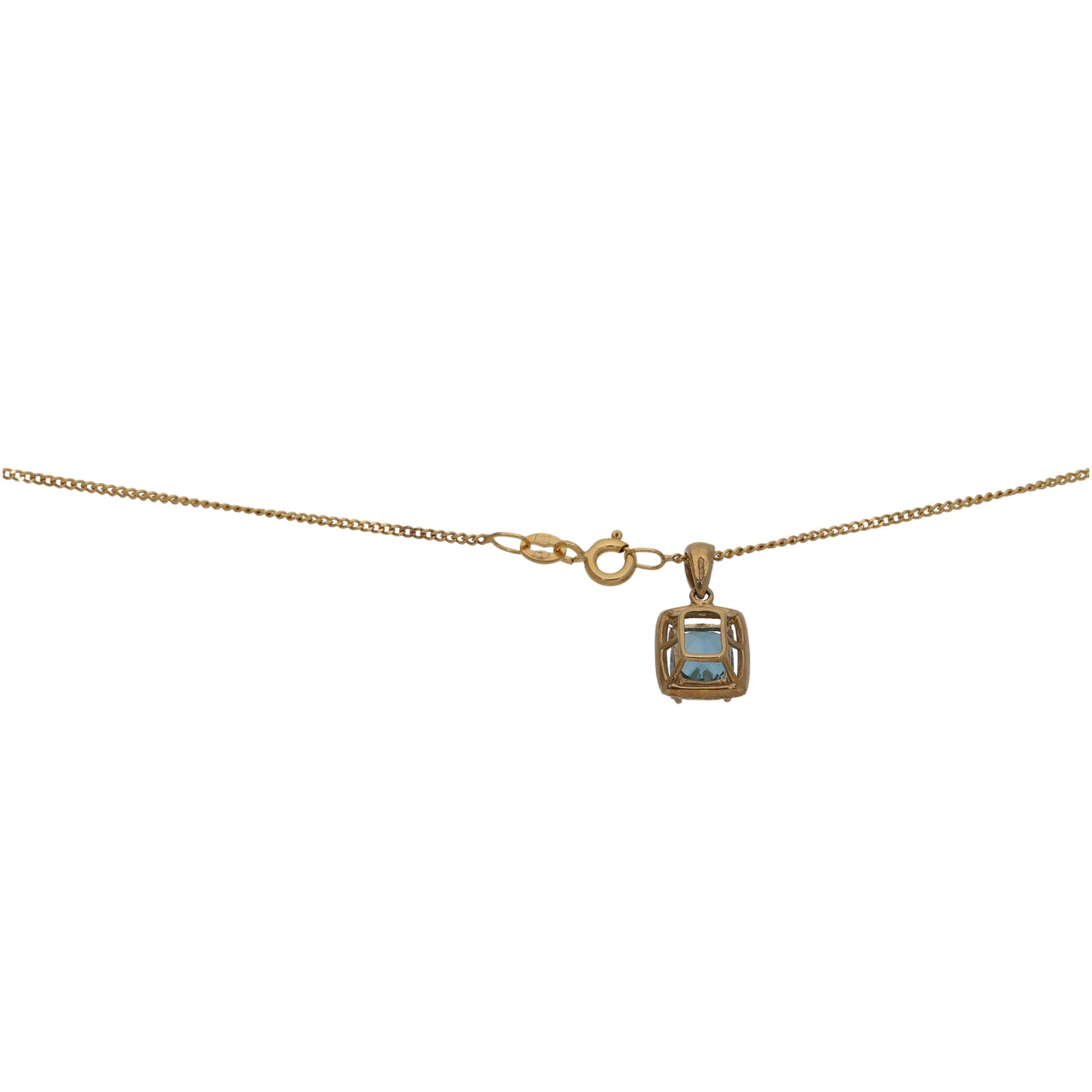 9ct Gold Topaz & 0.15ct Diamond Dress/Cocktail Pendant With Chain