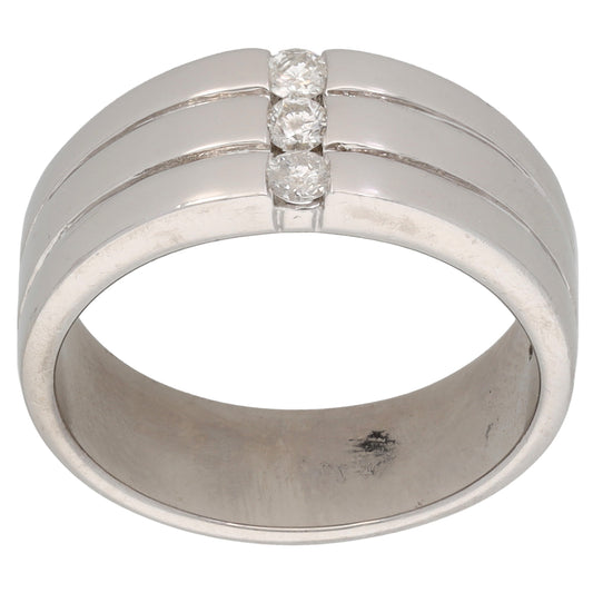 9ct White Gold 0.15ct Diamond Alternative Ring Size P