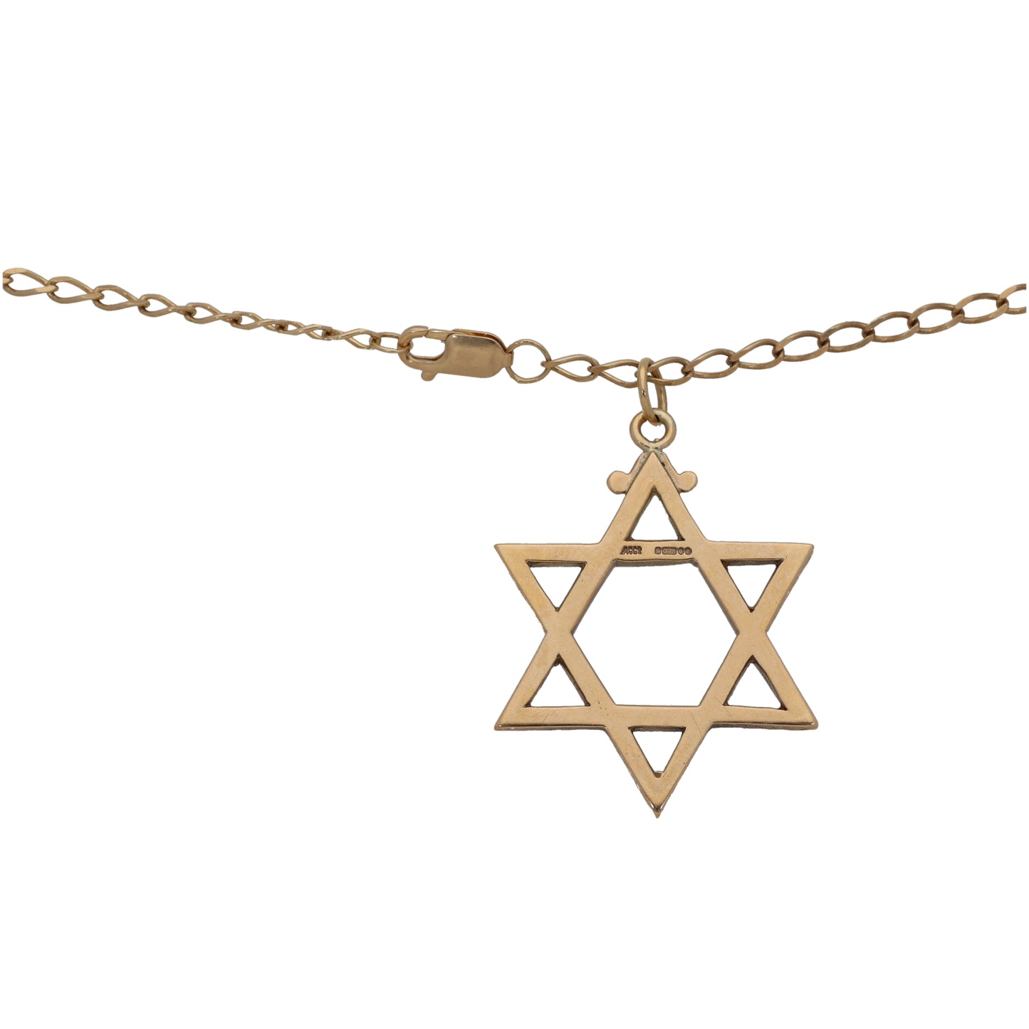 9ct Gold Star of David Pendant With Chain