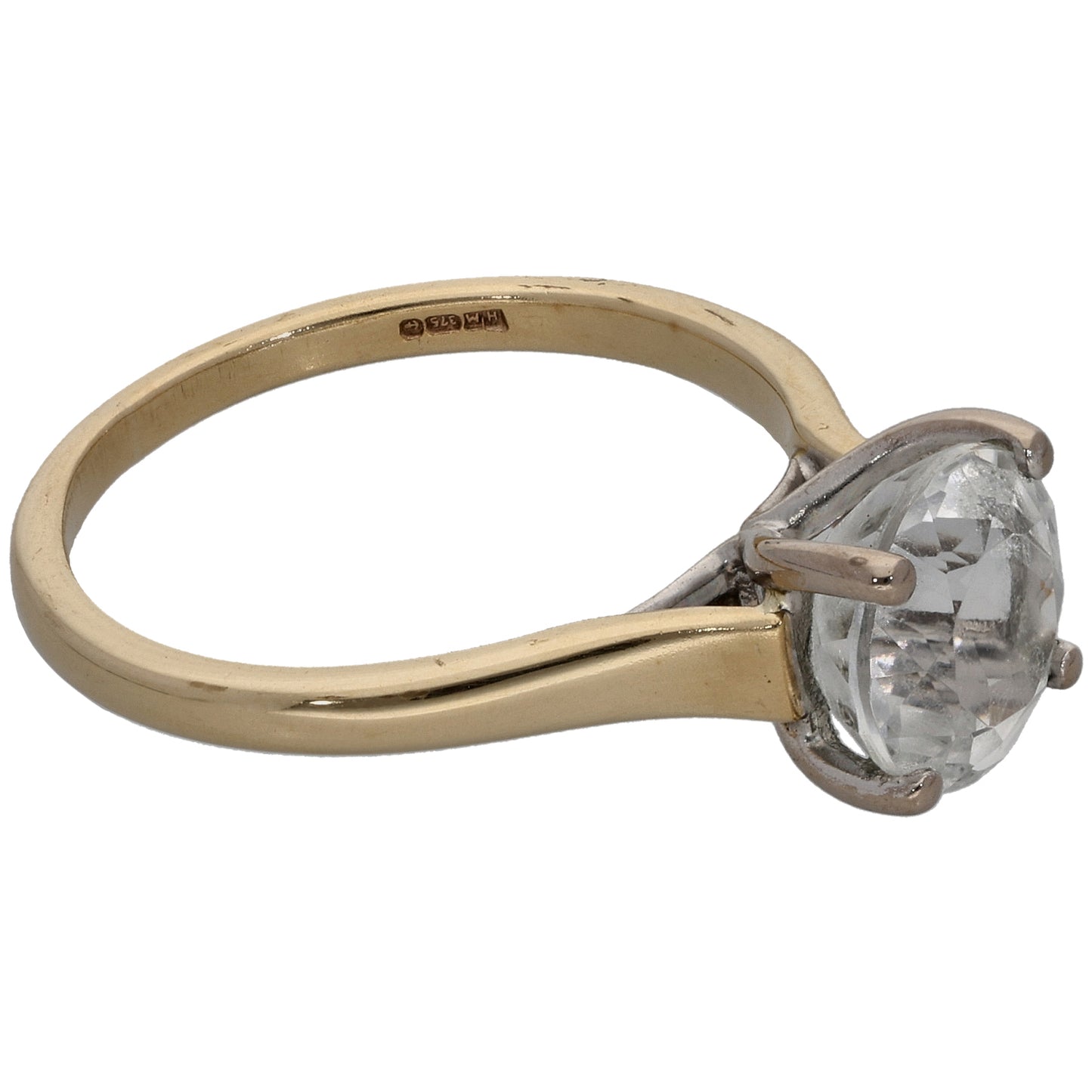 9ct Gold Cubic Zirconia Single Stone Ring Size M