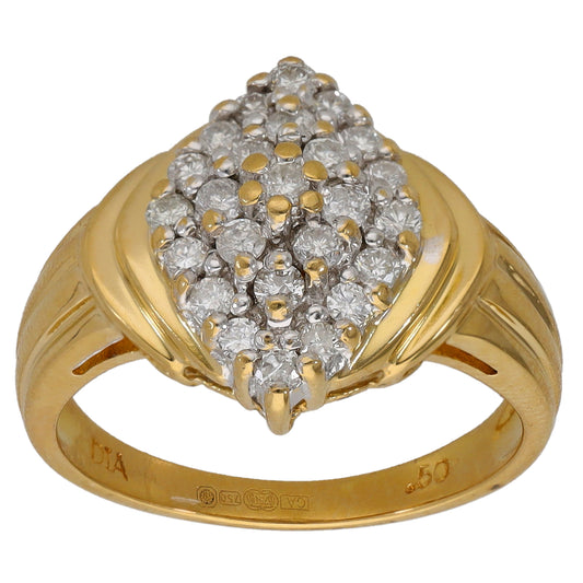 18ct Gold 0.50ct Diamond Cluster Ring Size L