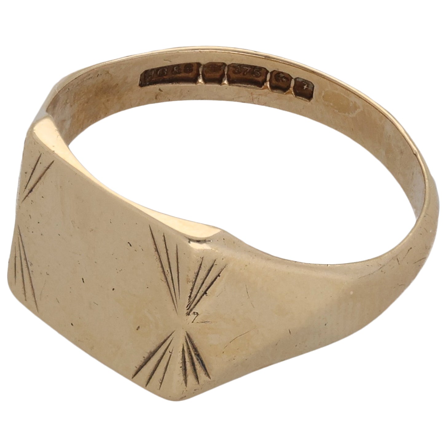 9ct Gold Patterned Signet Ring Size N