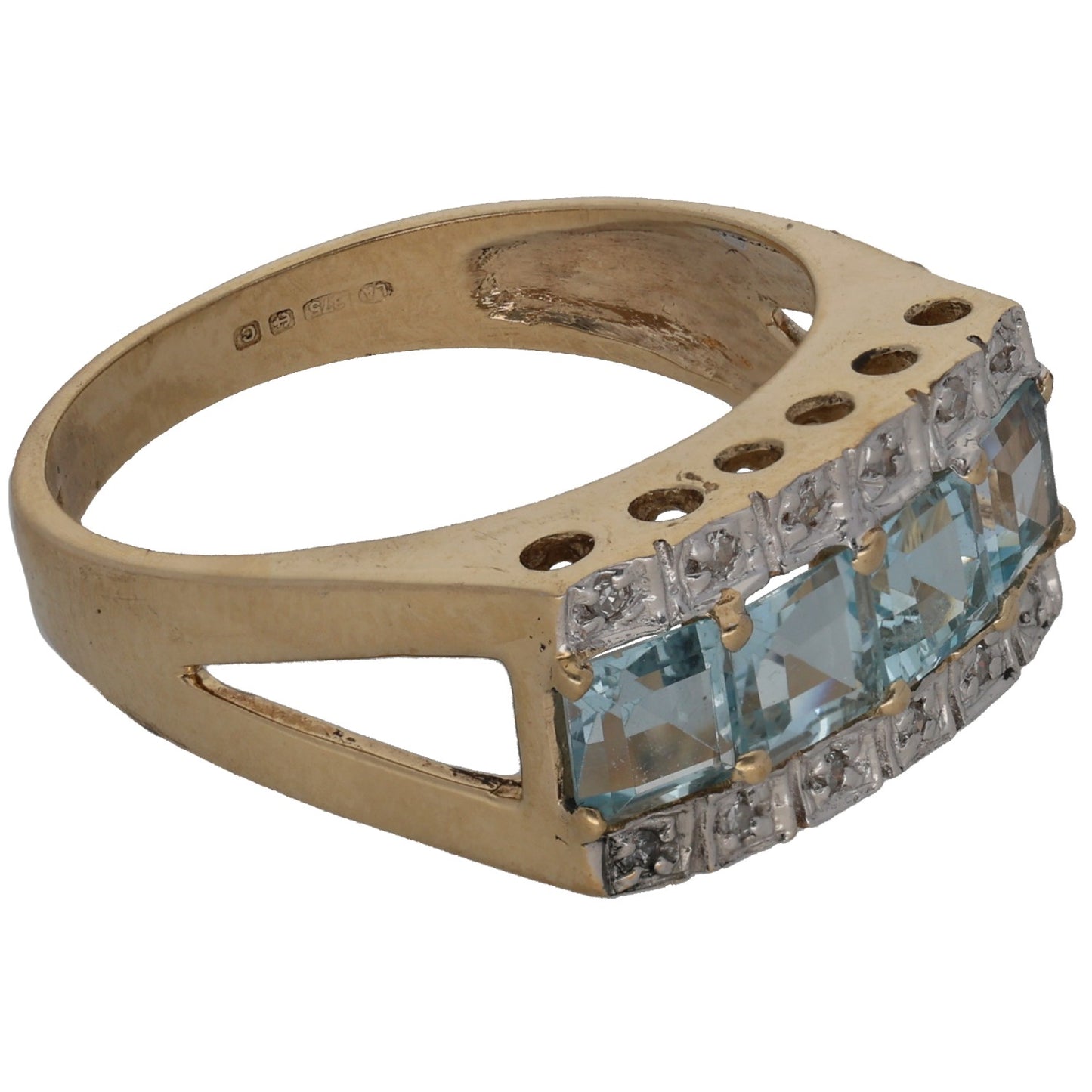 9ct Gold Topaz & 0.06ct Diamond Dress/Cocktail Ring Size N