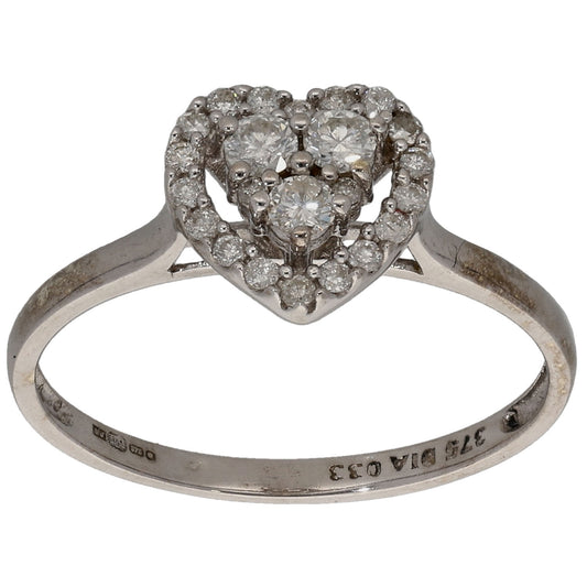 9ct White Gold 0.33ct Diamond Dress/Cocktail Ring Size L