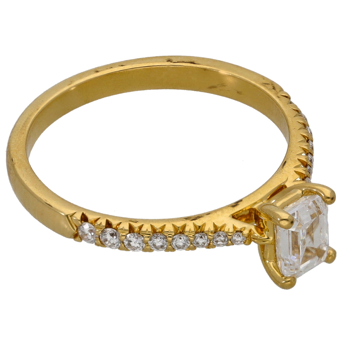 18ct Gold 0.84ct Diamond Solitaire Ring With Accent Stones Size O