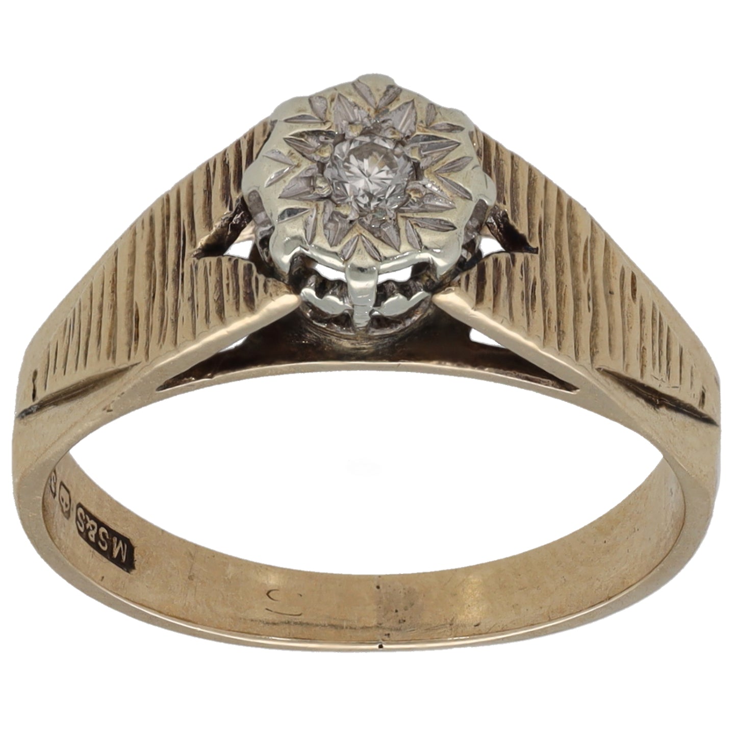 9ct Gold 0.15ct Diamond Solitaire Ring Size K