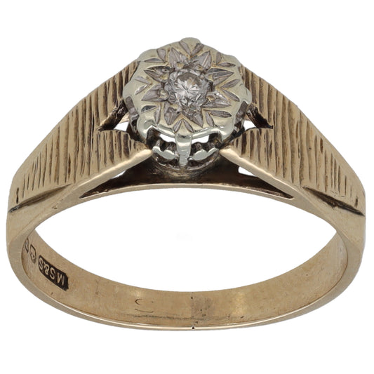 9ct Gold 0.15ct Diamond Solitaire Ring Size K