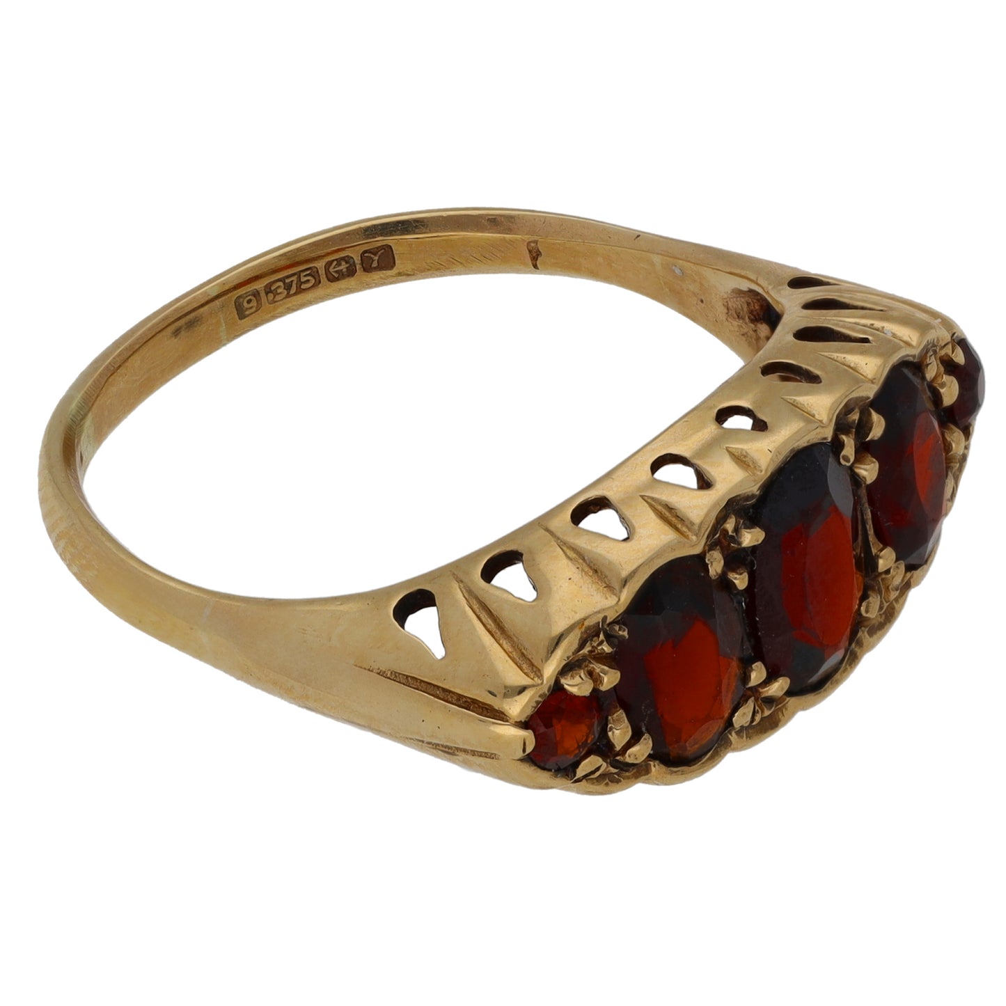 9ct Gold Garnet Half Eternity Ring Size R