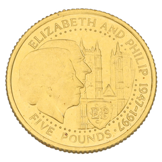 22ct Gold Elizabeth And Phillip Five Pounds Coin 1997