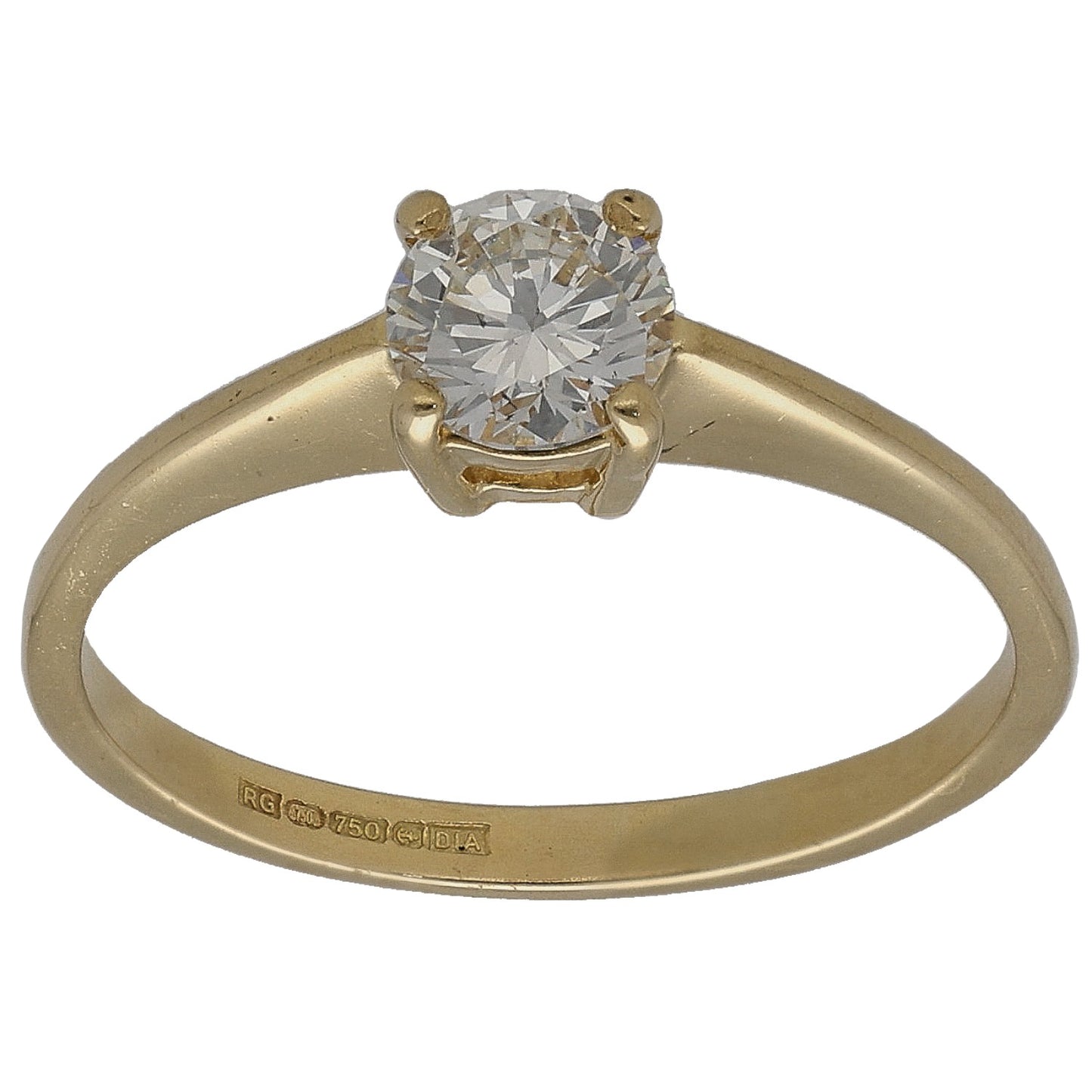 18ct Gold 0.45ct Diamond Solitaire Ring Size L