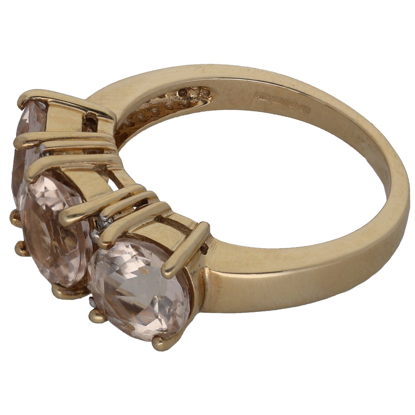 9ct Gold Morganite & 0.04ct Diamond Dress/Cocktail Ring Size N