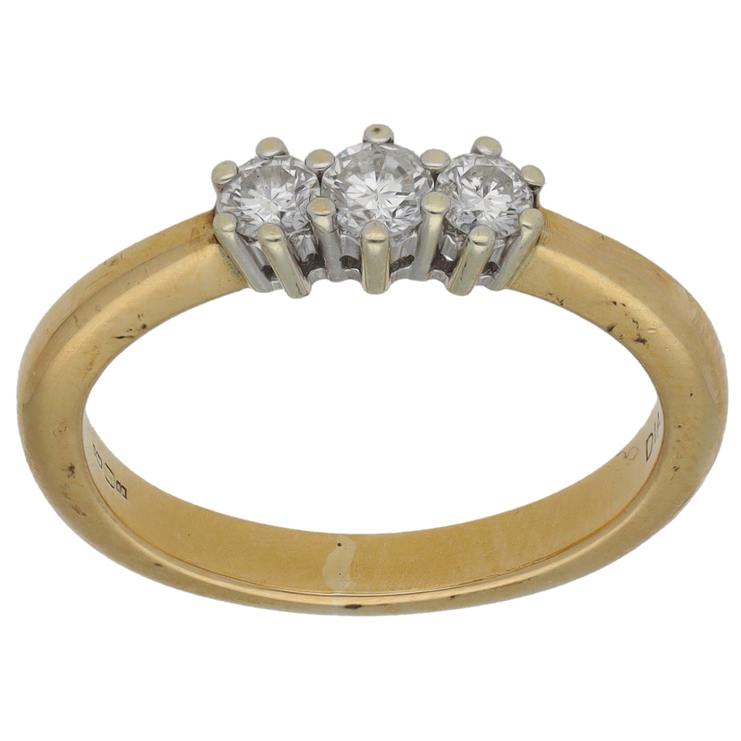 9ct Gold 0.25ct Diamond Trilogy Ring Size K