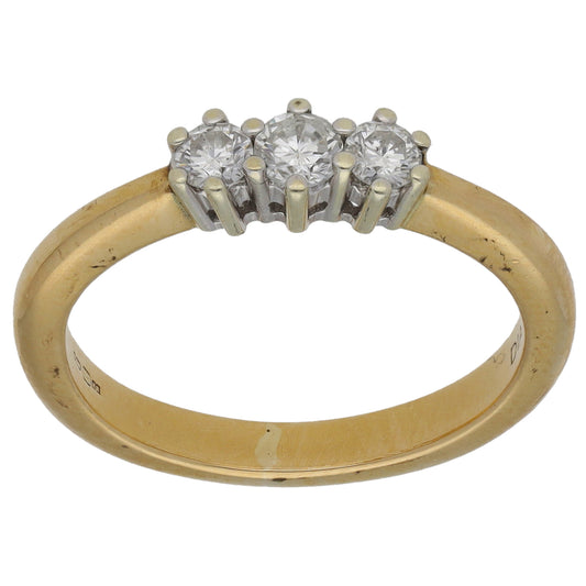 9ct Gold 0.25ct Diamond Trilogy Ring Size K