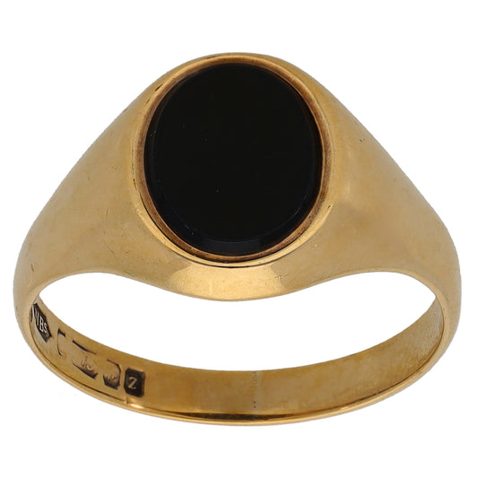 9ct Gold Onyx Single Stone Signet Ring Size S