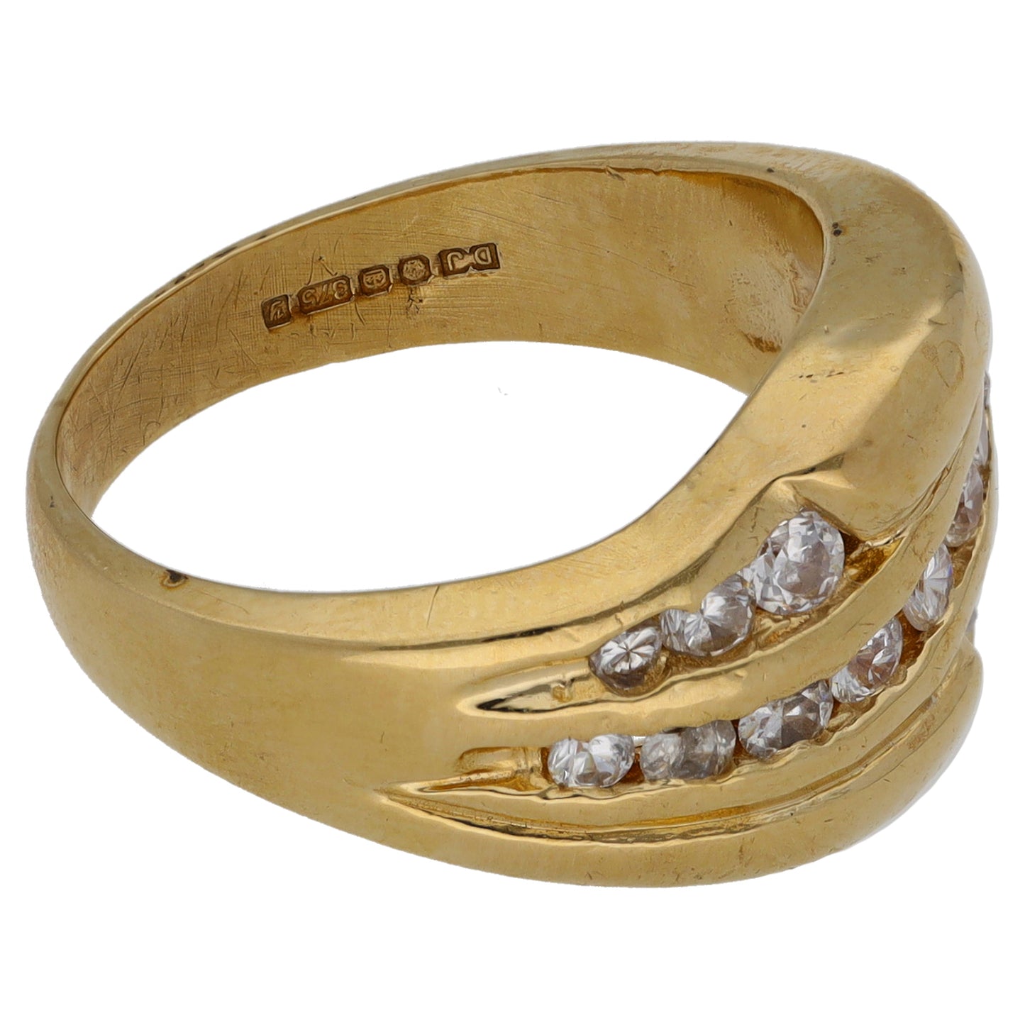 9ct Gold Cubic Zirconia Dress/Cocktail Ring Size P