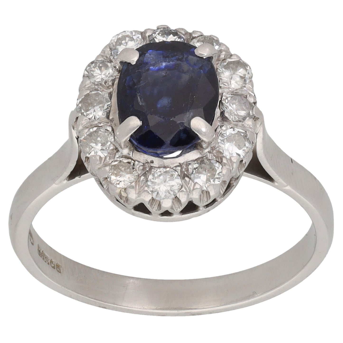 18ct White Gold 0.60ct Diamond & Sapphire Dress/Cocktail Ring Size P