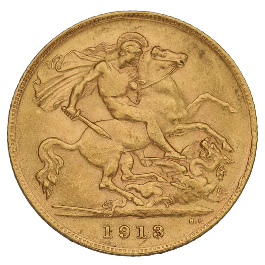 22ct Gold King George V Half Sovereign Coin 1913
