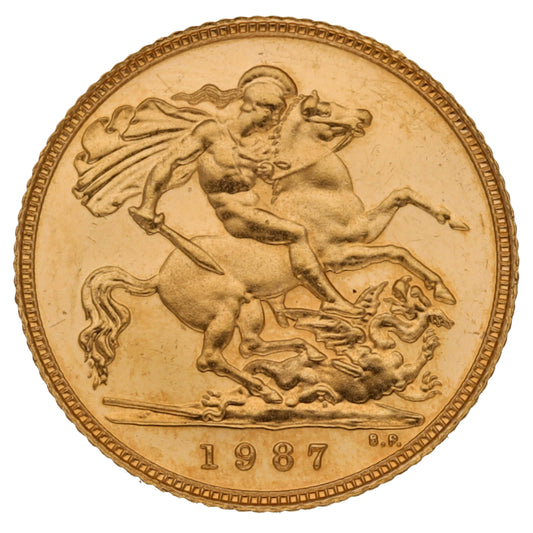 22ct Gold Queen Elizabeth II Half Sovereign Coin 1987